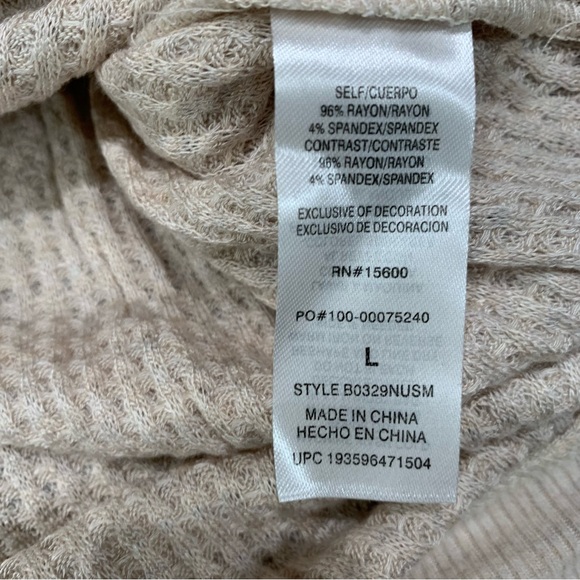 NEW Democracy Ribbed Asymmetrical Sweater – Size L – Beige Knit Pullover - Picture 9 of 10